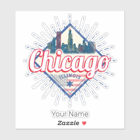 Chicago Illinois Verenigde Staten Retro Skyline Ve Sticker (Vel)