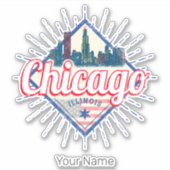 Chicago Illinois Verenigde Staten Retro Skyline Ve Sticker (Voorkant)