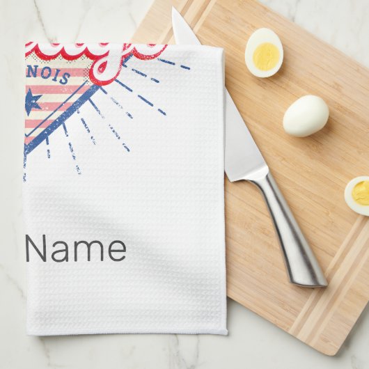 Chicago Illinois Verenigde Staten Retro Skyline Ve Theedoek (Quarter Fold)