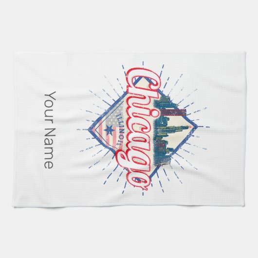 Chicago Illinois Verenigde Staten Retro Skyline Ve Theedoek (Horizontaal)