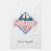 Chicago Illinois Verenigde Staten Retro Skyline Ve Theedoek (Verticaal)