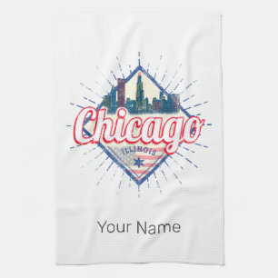 Chicago Illinois Verenigde Staten Retro Skyline Ve Theedoek