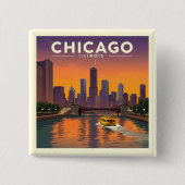  Chicago Illinois Vierkante Button 5,1 Cm (Voorkant)