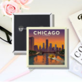  Chicago Illinois Vierkante Button 5,1 Cm