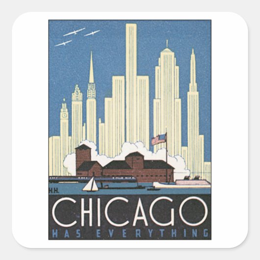  Chicago Illinois Vierkante Sticker (Voorkant)