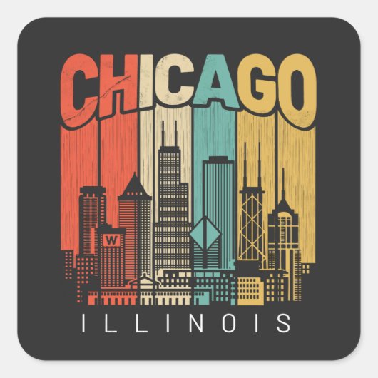 Chicago Illinois Vierkante Sticker (Voorkant)