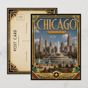 Chicago Illinois Vintage Art Deco Gouden Tijdperk Briefkaart