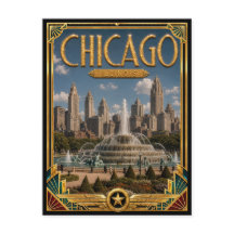 Chicago Illinois Vintage Art Deco Gouden Tijdperk