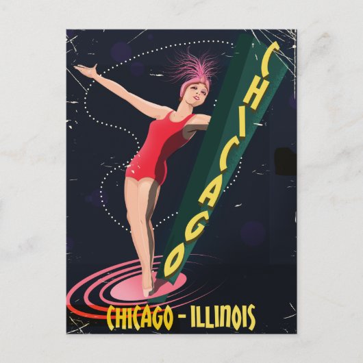 Chicago Illinois vintage REISPOSTER Briefkaart (Voorkant)