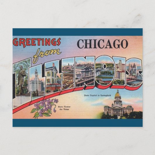 Chicago, Illinois Vintage Travel Briefkaart (Voorkant)
