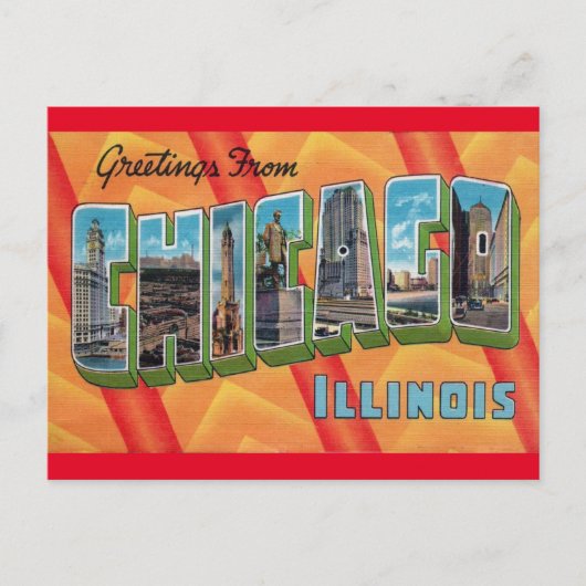 Chicago, Illinois Vintage Travel Briefkaart (Voorkant)