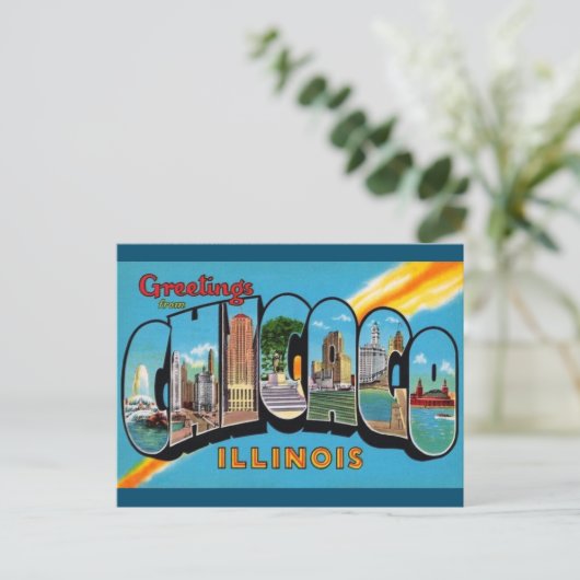 Chicago, Illinois Vintage Travel Briefkaart (Staand voorkant)