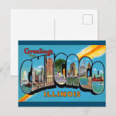 Chicago, Illinois Vintage Travel Briefkaart (Voorkant / Achterkant)