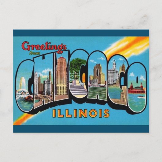 Chicago, Illinois Vintage Travel Briefkaart (Voorkant)