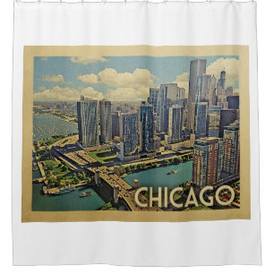 Chicago Illinois Vintage Travel Douchegordijn