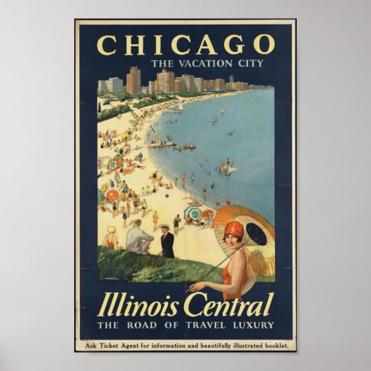Chicago, Illinois Vintage Travel Poster (Voorkant)
