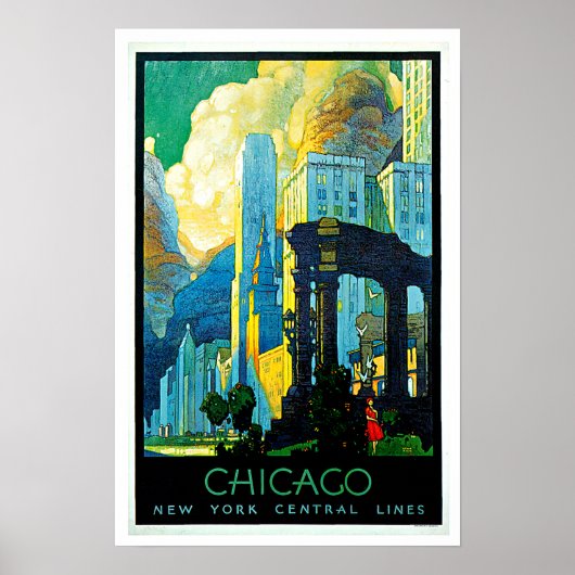 Chicago Illinois Vintage Travel Poster (Voorkant)
