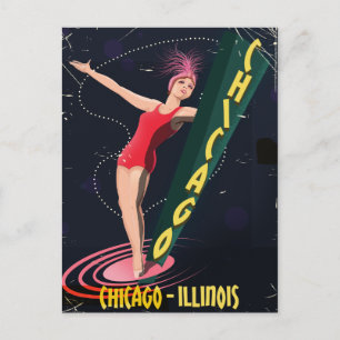 Chicago Illinois vintage TRAVEL POSTER Briefkaart