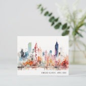 Chicago Illinois Watercolor Landscape Travel Briefkaart (Staand voorkant)