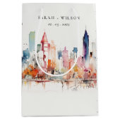 Chicago Illinois Watercolor Landscape Wedding Medium Cadeauzakje (Voorkant)