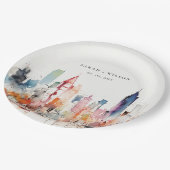 Chicago Illinois Watercolor Landscape Wedding Papieren Bordje (Gekanteld)