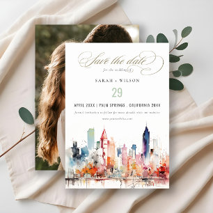 Chicago Illinois Watercolor Landschap Foto Bruilof Save The Date