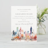 Chicago Illinois Watercolor Scape Bridal Shower Kaart (Staand voorkant)