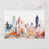 Chicago Illinois Watercolor Scape Wedding Details Informatiekaartje (Achterkant)