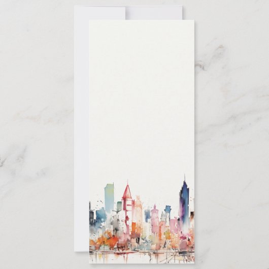 Chicago Illinois Watercolor Scape Wedding Menu Kaart (Achterkant)