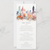 Chicago Illinois Watercolor Scape Wedding Menu Kaart (Voorkant)
