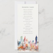 Chicago Illinois Watercolor Scape Wedding Program Kaart (Achterkant)