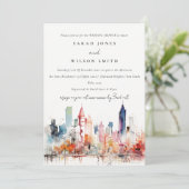 Chicago Illinois Watercolor Scape Wedding Shower Kaart (Staand voorkant)