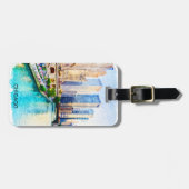 Chicago Illinois Waterverf City Uitzicht Bagagelabel (Voorkant horizontaal)