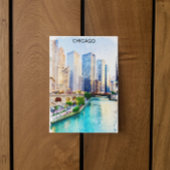 Chicago Illinois Waterverf City Uitzicht Briefkaart