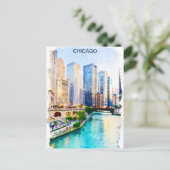 Chicago Illinois Waterverf City Uitzicht Briefkaart (Staand voorkant)