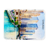 Chicago Illinois Waterverf City Uitzicht Magneet (Horizontaal)