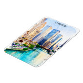 Chicago Illinois Waterverf City Uitzicht Magneet (Linkerzijde)