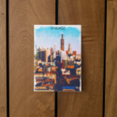 Chicago Illinois Waterverf Skyline Uitzicht Briefkaart