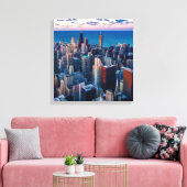 Chicago Illinois Wrapped Canvas Art 16.80 x 17.50 Afdruk (Insitu (Woonkamer))