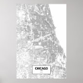 Chicago, Illinois (zwart op wit) Poster (Voorkant)