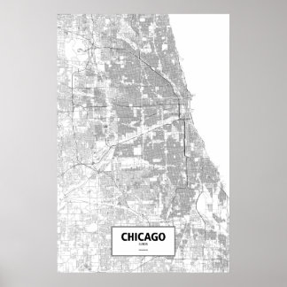 Chicago, Illinois (zwart op wit) Poster