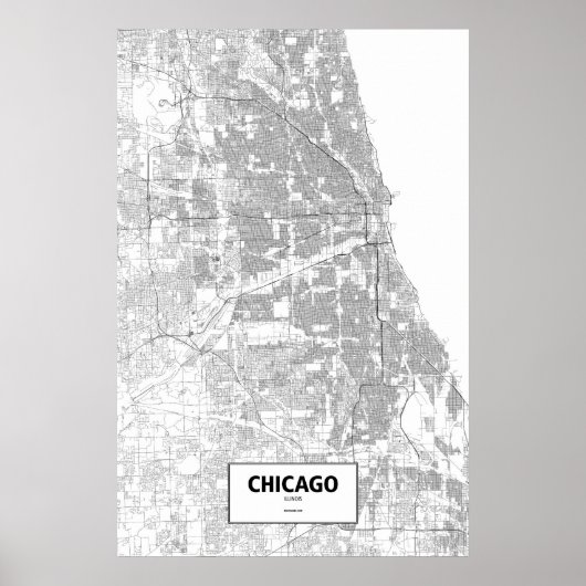 Chicago, Illinois (zwart op wit) Poster (Voorkant)