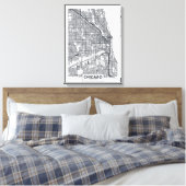 Chicago, Illinois | Zwarte en witte hoofdkaart Canvas Afdruk (Insitu (Slaapkamer))