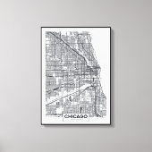 Chicago, Illinois | Zwarte en witte hoofdkaart Canvas Afdruk (Voorkant)