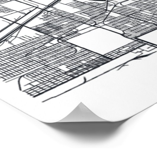 Chicago, Illinois | Zwarte en witte hoofdkaart Poster (Hoek)