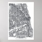 Chicago, Illinois | Zwarte en witte hoofdkaart Poster (Voorkant)