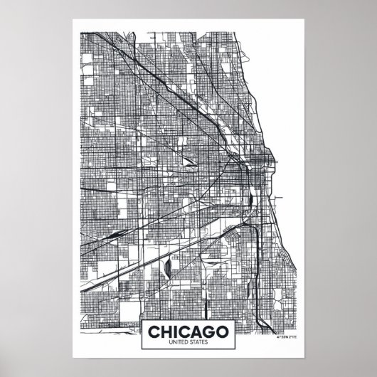 Chicago, Illinois | Zwarte en witte hoofdkaart Poster (Voorkant)
