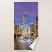 Chicago Illinos City 's nachts Badhanddoek (Badhanddoek)