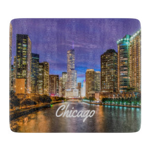 Chicago Illinos City 's nachts Snijplank