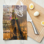 Chicago Illinos City 's nachts Theedoek (Quarter Fold)